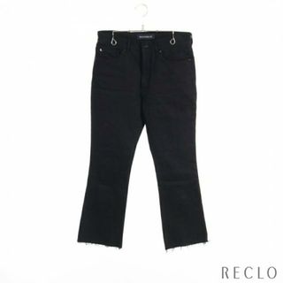 マディソンブルー(MADISONBLUE)のHEM CUT SLIM FLARE DENIM デニムパンツ コットン ブラック カットオフ(デニム/ジーンズ)