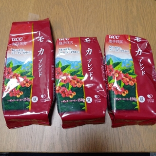 UCC 珈琲探究 モカブレンド　炒り豆(150g)✕3P　コルクコースター付き(コーヒー)