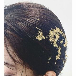 ◆行事ごとは金箔ヘアで決まり◆金箔 3個セット パーツ カラージェル ネイル(ヘアケア)