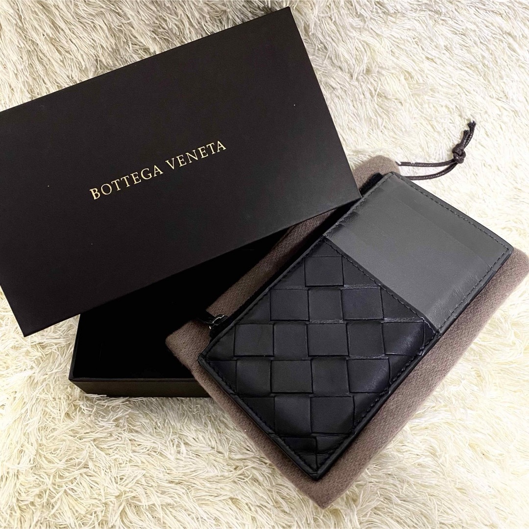 【美品】BOTTEGA VENETA フラグメントケース レザー ブラック