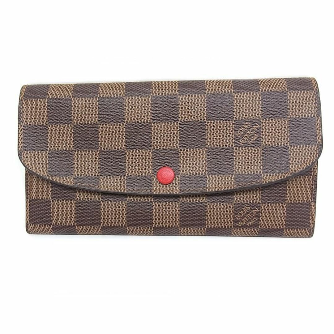 ルイヴィトン LOUIS VUITTON ポルトフォイユ・エミリー　N63544 ダミエ 　ルージュ（赤）　ホック　長財布19cm×H