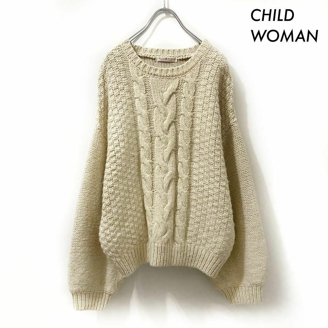 CHILD WOMAN(チャイルドウーマン)のCHILD WOMAN チャイルドウーマン★ケーブルニット セーター 長袖 レディースのトップス(ニット/セーター)の商品写真