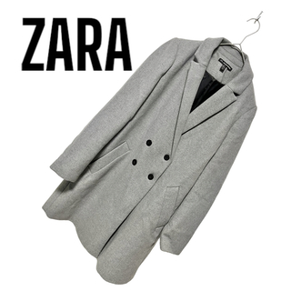 【人気品】ZARA ダブルブレスト　コート　ブラウン　M〜L相当　ゆるだぼ