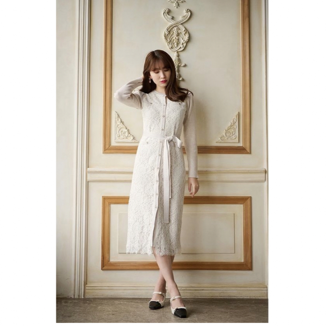 herlipto Victoria Lace Belted knit Dress