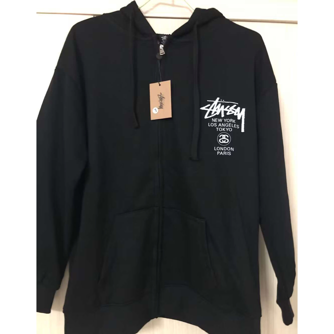 パーカー新品 STUSSY ステューシー WORLD ジップパーカー M - パーカー