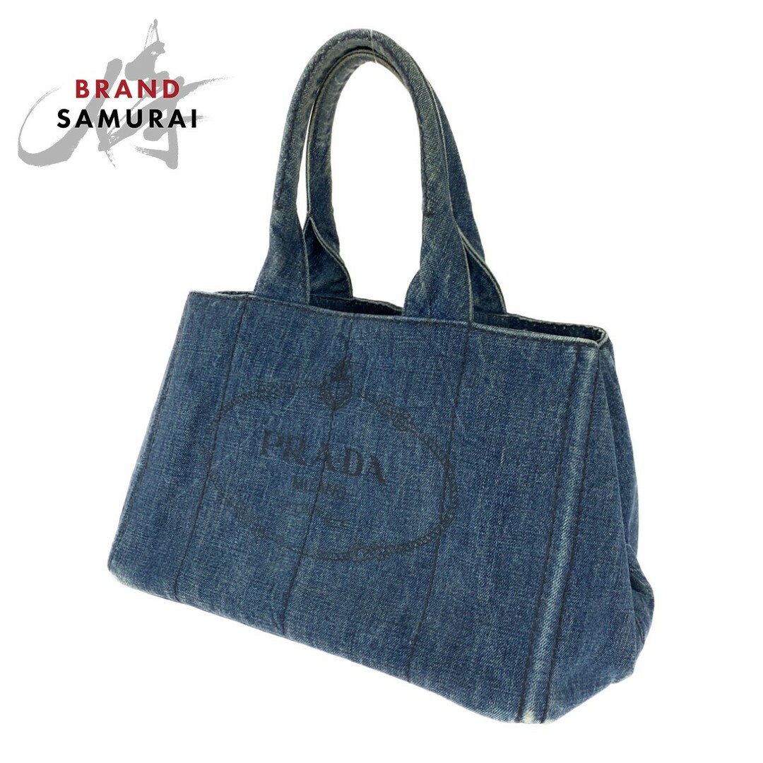 PRADA - PRADA プラダ カナパ トート ブルー 青 ゴールド金具 デニム