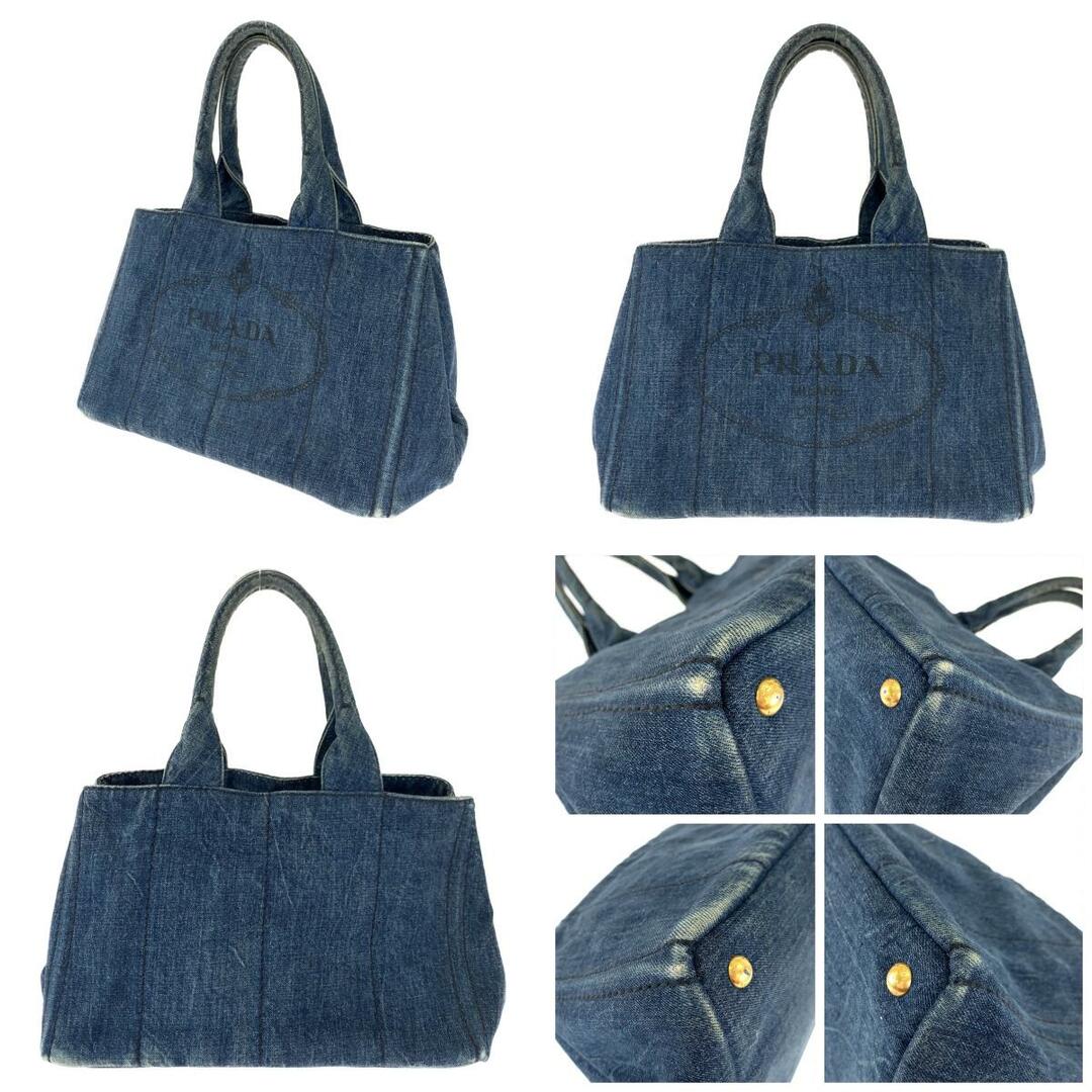 PRADA - PRADA プラダ カナパ トート ブルー 青 ゴールド金具 デニム