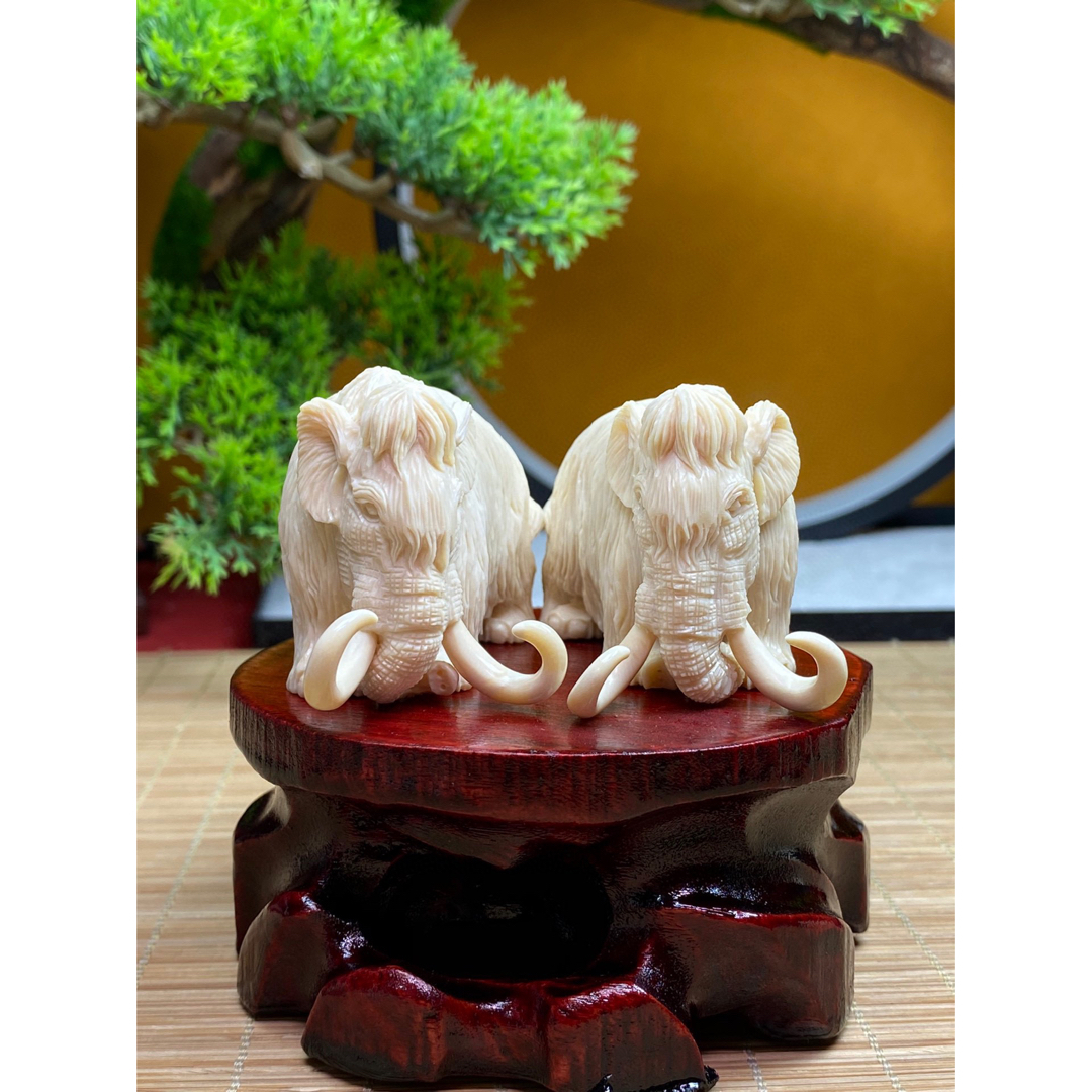天然マンモス牙美しい手作り彫刻吉祥如意置物 天然マンモス牙美しい手作り彫刻吉祥如意置物