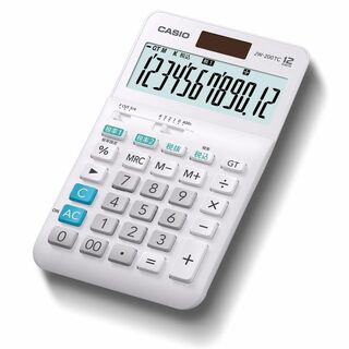 カシオ W税率電卓 12桁 税計算 ホワイト ジャストタイプ JW-200TC-(OA機器)