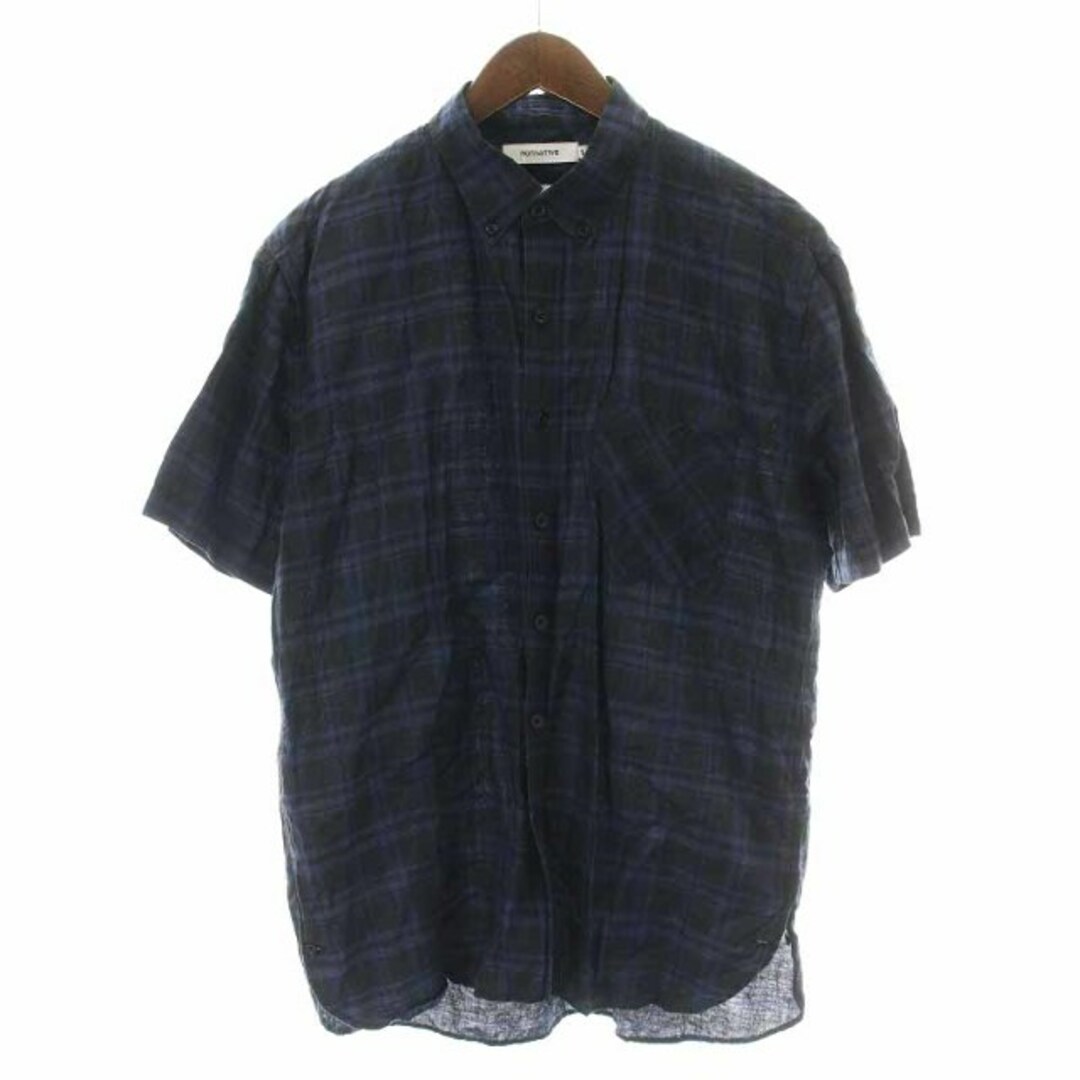 nonnative(ノンネイティブ)のnonnative 20SS ボタンダウンシャツ リネン チェック 半袖 1 紺 メンズのトップス(シャツ)の商品写真