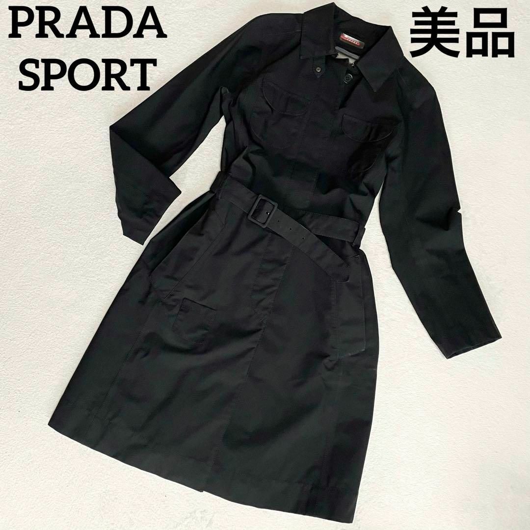 PRADA(プラダ)の【美品✨】プラダスポーツ☆トレンチコート☆Mサイズ☆黒☆GORE-TEX☆ベルト レディースのジャケット/アウター(トレンチコート)の商品写真