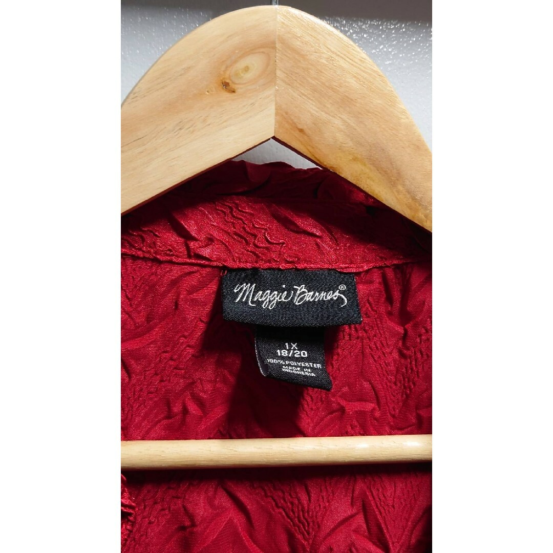 90’s Maggie Barnes デザイン サテン シャツ ワインレッド レディースのトップス(シャツ/ブラウス(長袖/七分))の商品写真