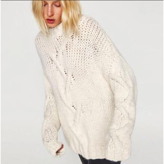 ザラ(ZARA)のzara ケーブルニット ハイネックプルオーバー(ニット/セーター)