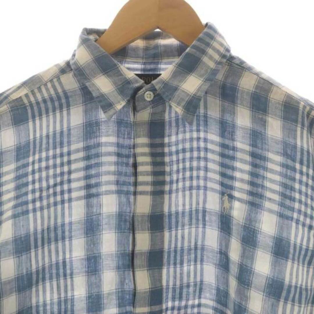 POLO RALPH LAUREN(ポロラルフローレン)のポロ ラルフローレン チェックシャツ プルオーバー 長袖 リネン ポニー刺繍 メンズのトップス(シャツ)の商品写真