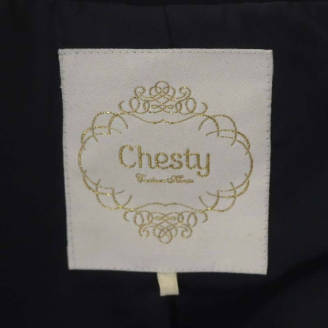 Chesty(チェスティ)のチェスティ ビジューノーカラーコート ロング アウター ウール 0 濃紺 レディースのジャケット/アウター(その他)の商品写真