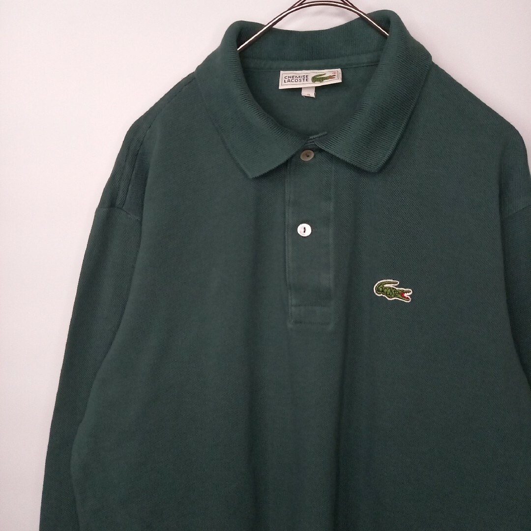 LACOSTE(ラコステ)のラコステ 　ポロシャツ　長袖　L1312　刺繍ロゴ　シェルボタン　グリーン　3 メンズのトップス(ポロシャツ)の商品写真