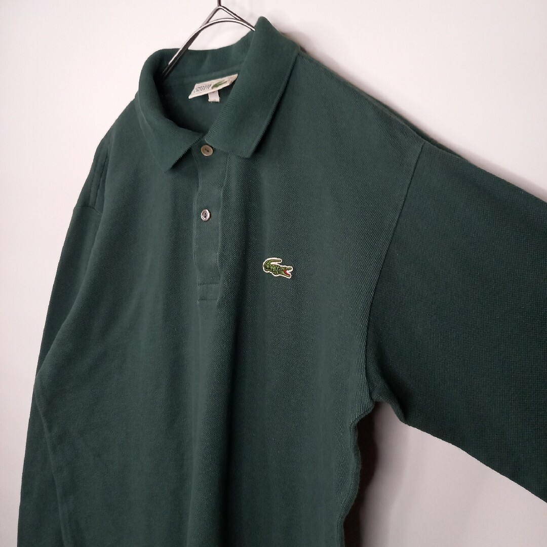LACOSTE(ラコステ)のラコステ 　ポロシャツ　長袖　L1312　刺繍ロゴ　シェルボタン　グリーン　3 メンズのトップス(ポロシャツ)の商品写真