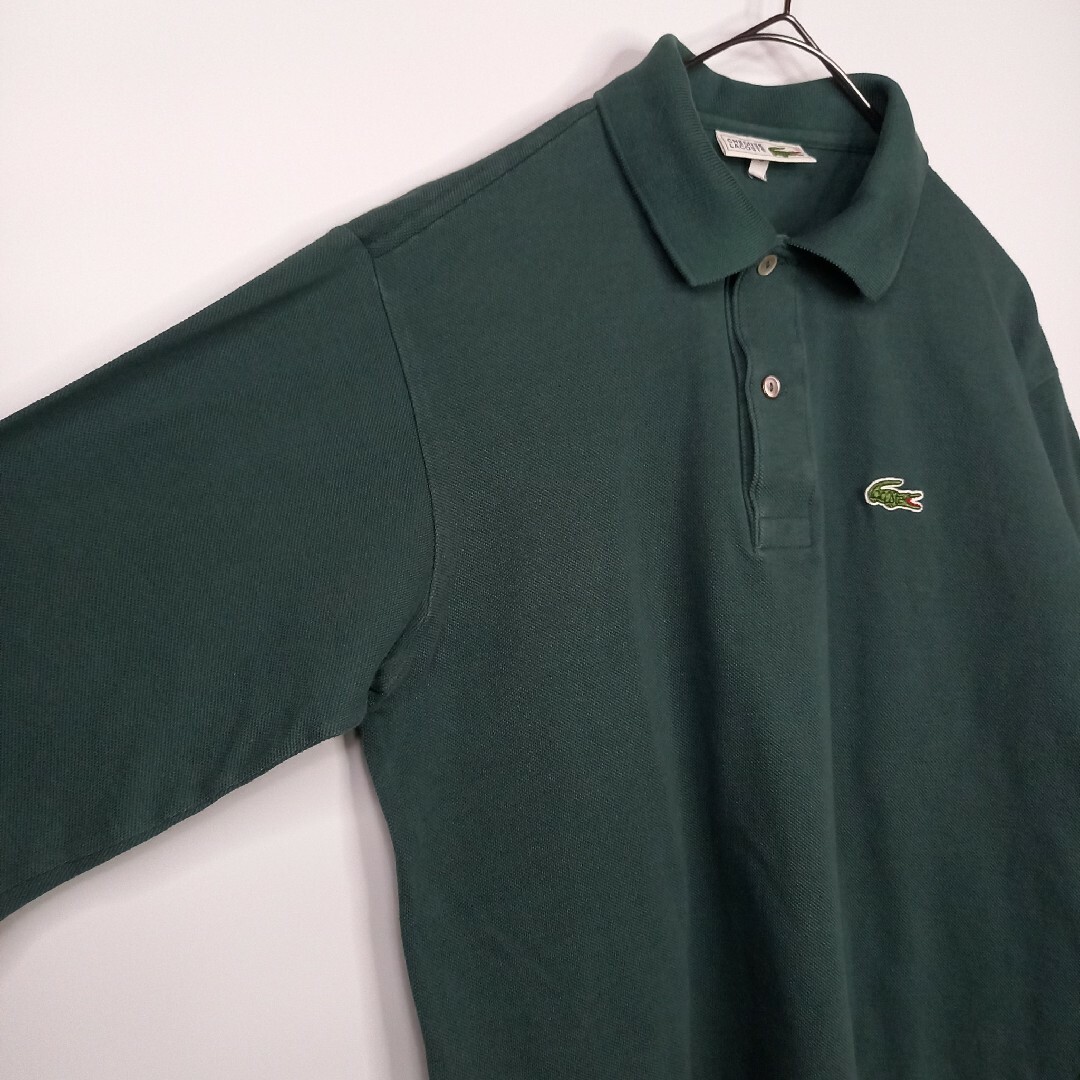 LACOSTE(ラコステ)のラコステ 　ポロシャツ　長袖　L1312　刺繍ロゴ　シェルボタン　グリーン　3 メンズのトップス(ポロシャツ)の商品写真