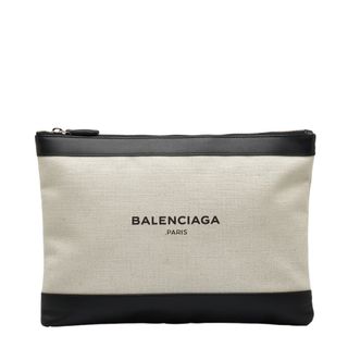 バレンシアガ(Balenciaga)のバレンシアガ ロゴ ネイビークリップM セカンドバッグ クラッチバッグ 420407 キャンバス レディース BALENCIAGA 【219-26002】(クラッチバッグ)