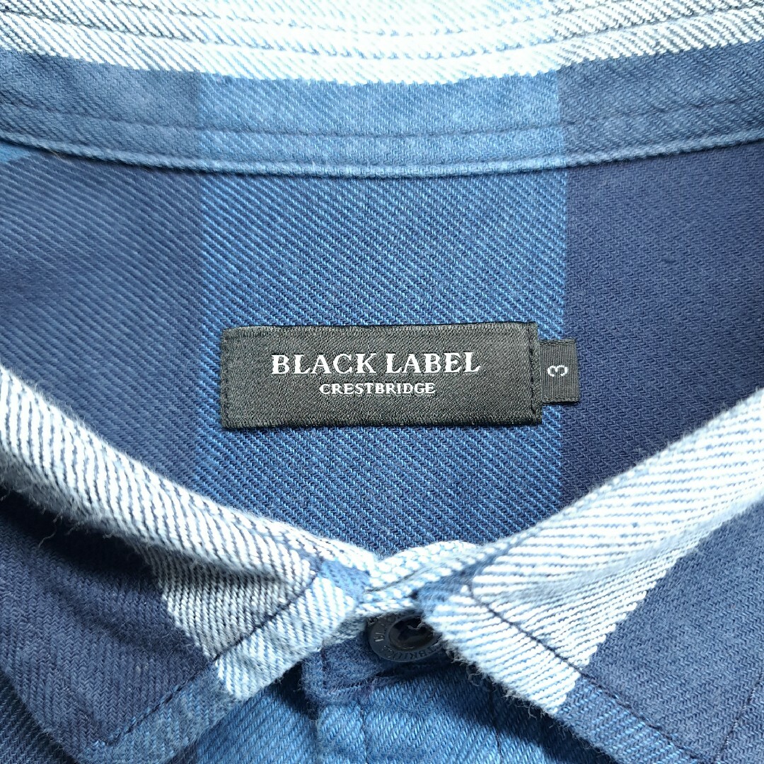 BLACK LABEL CRESTBRIDGE(ブラックレーベルクレストブリッジ)の【人気】ブラックレーベルクレストブリッジ 厚手 半袖 シャツ チェック柄 青 L メンズのトップス(シャツ)の商品写真