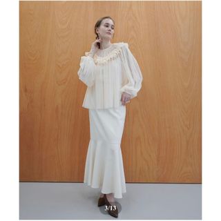  gather tulle blouse（ivory）(シャツ/ブラウス(長袖/七分))