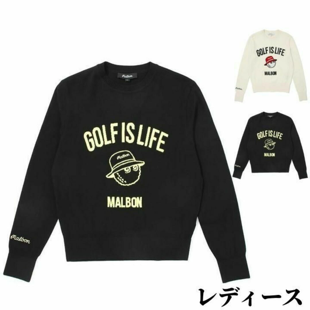 マルボン ゴルフ カットソー セーター malbon 刺繡 【S～L】 新品S   Lブラック