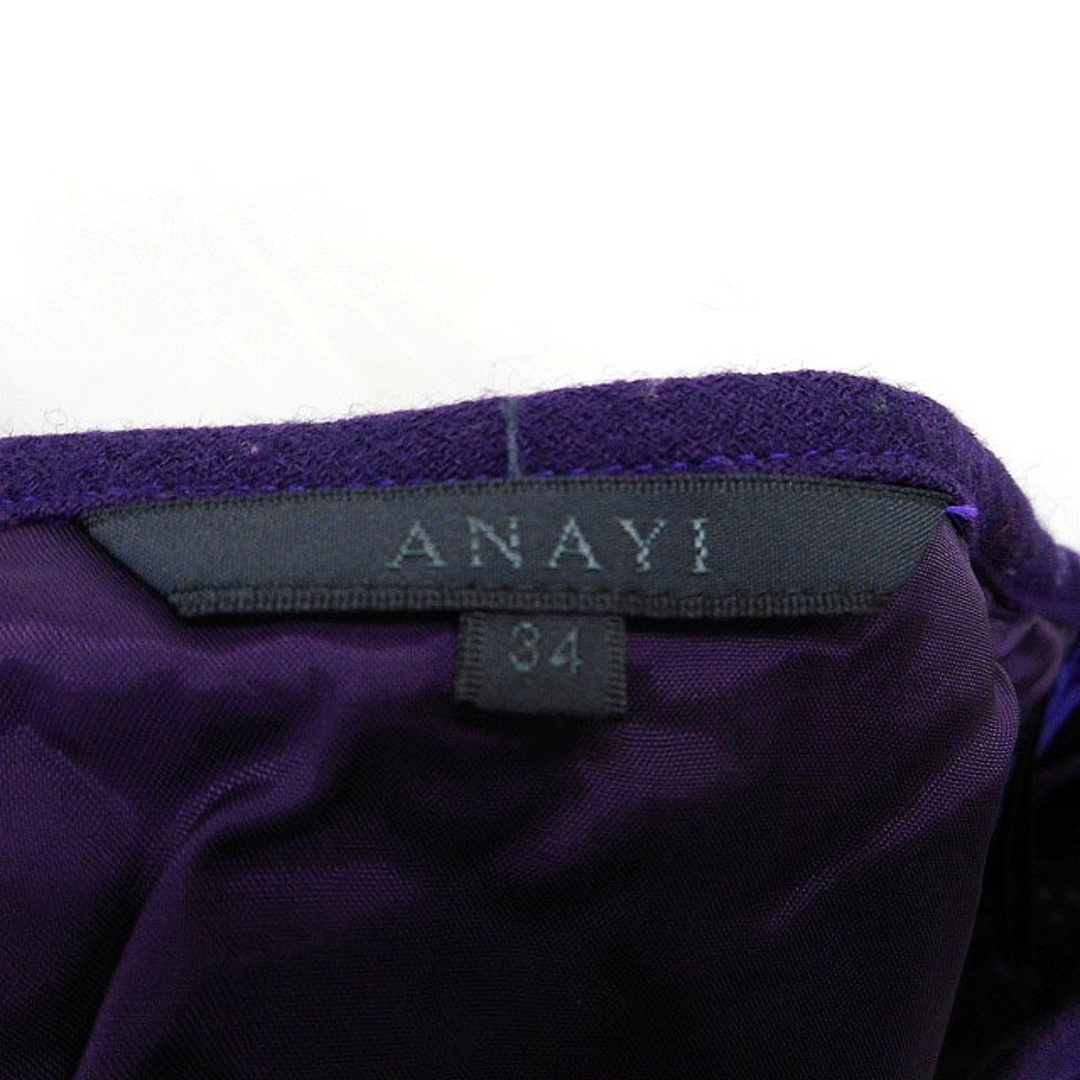 ANAYI(アナイ)のアナイ ANAYI 台形 スカート 膝丈 刺繍 総柄 ウール 毛 34 パープル レディースのスカート(ひざ丈スカート)の商品写真