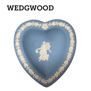 ウェッジウッド(WEDGWOOD)のWEDGWOOD ジャスパー ペールブルー ハート トレイ 小皿 ウエッジウッド(置物)