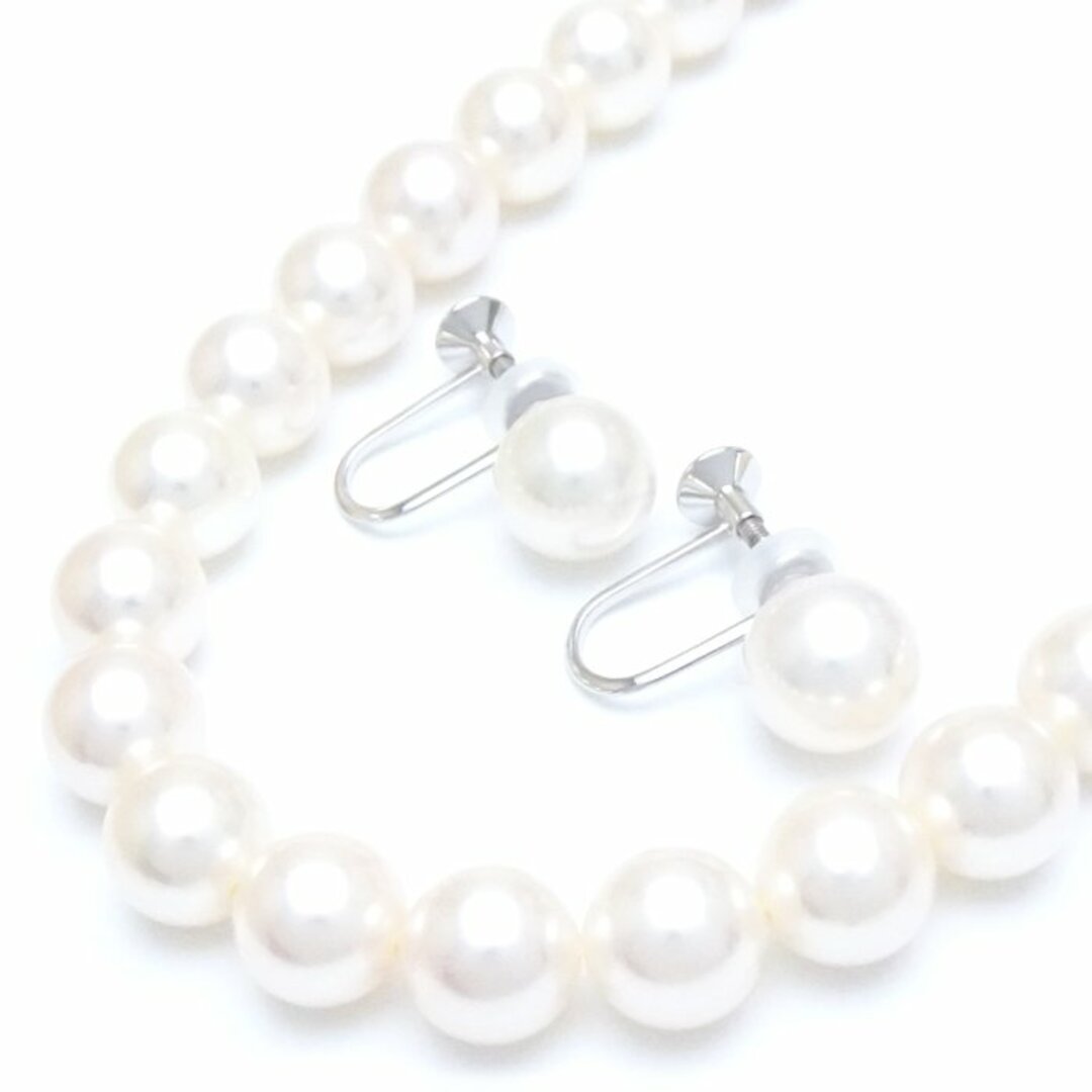 MIKIMOTO ミキモト パール ネックレス & イヤリング 2点セット 真珠7～7.5ミリ K18WG  ホワイトゴールド/290773【中古】【BJ】