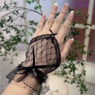 新品 レース 黒 手袋 成人式 衣装 小物 アームカバー コスプレ 地雷 女の子(手袋)