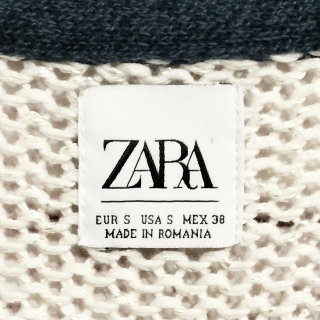 ZARA(ザラ)の【ボタンレス】ザラ ZARA ミドル丈 総柄 ローゲージニット カーディガン メンズのトップス(カーディガン)の商品写真