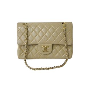 シャネル(CHANEL)のCHANEL シャネル チェーンショルダーバッグ ココマーク ダブルフラップ マトラッセ ラムスキン ベージュ ゴールド 良品 中古 56580(ハンドバッグ)