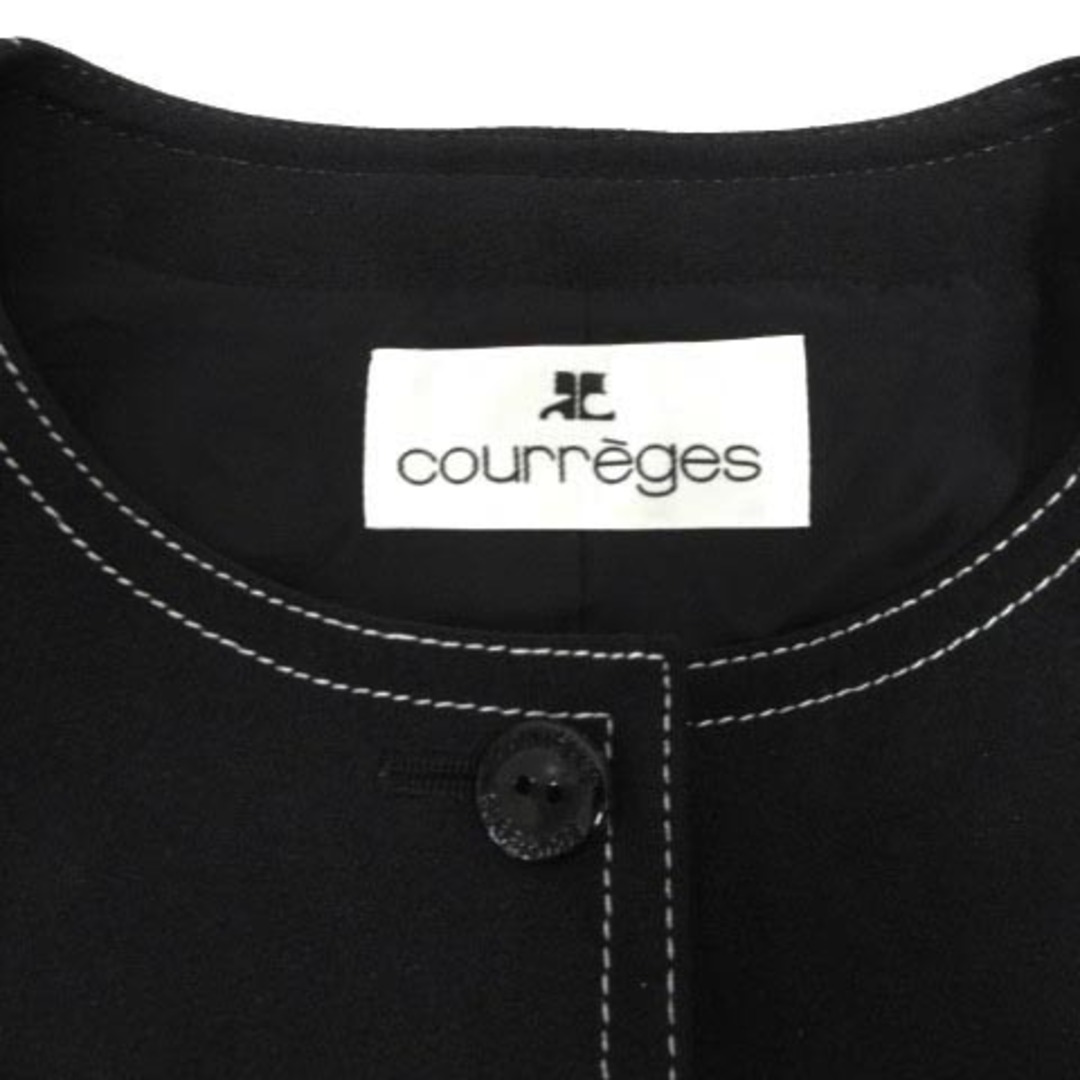 Courreges(クレージュ)のクレージュ ジャケット フォーマル ノーカラー ヌバック調 ステッチ 黒 9AR レディースのフォーマル/ドレス(礼服/喪服)の商品写真