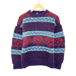 古着 総柄 HAND KNIT ハンドニット エクアドルニットセーター メンズL /eaa394932(ニット/セーター)