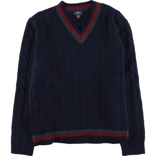 ブルックスブラザース(Brooks Brothers)の古着 ブルックスブラザーズ Brooks Brothers 346 ケーブル編み Vネック ウールニットセーター メンズXL /eaa394967(ニット/セーター)