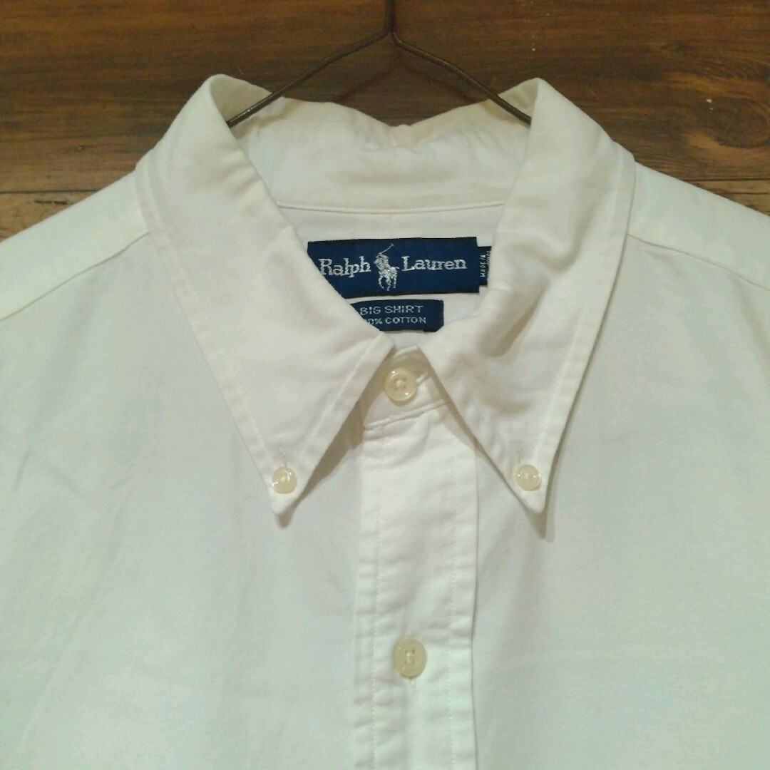 90's ラルフローレン ポケット付き３色ポニー ロゴ刺繍 BDシャツ