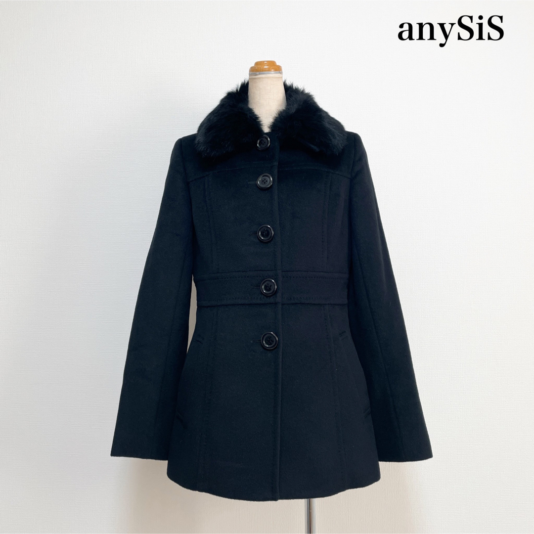 アンゴラ【新品】any SiS 黒ロングコート