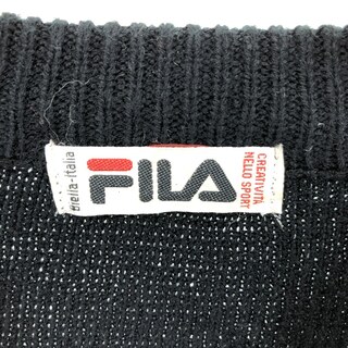 FILA - 古着 90年代 フィラ FILA 総柄 ウールニットセーター メンズL 