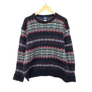 ウールリッチ(WOOLRICH)の古着 80年代 ウールリッチ WOOLRICH 総柄 モヘア混 ウールニットセーター メンズL ヴィンテージ /eaa394159(ニット/セーター)