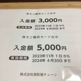 ニシマツヤ(西松屋)の西松屋株主優待券8,000円(ショッピング)