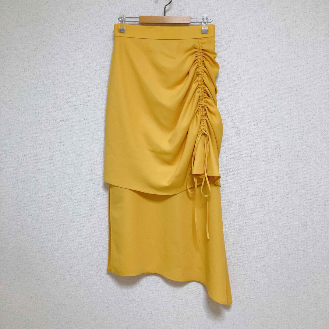 【完売品】ELIN  エリン　レイヤードドロースカート　イエロー　38サイズ