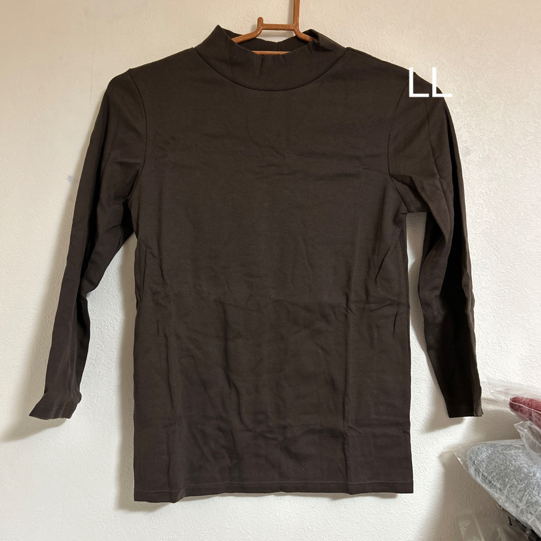 ハイネック Tシャツ  ブラウン レディースのトップス(Tシャツ(長袖/七分))の商品写真