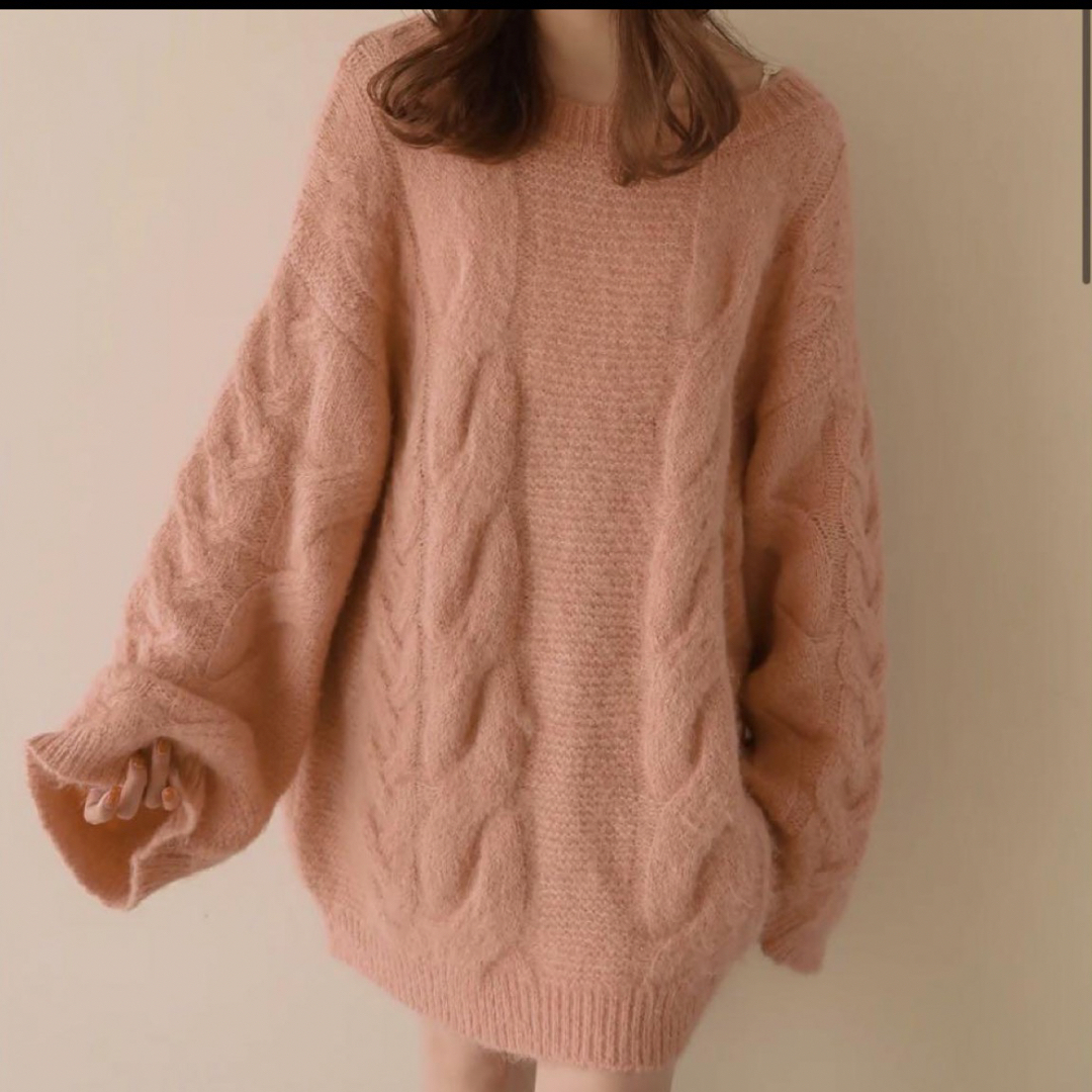 Kastane(カスタネ)のmideal  volume cable knit pink ニット レディースのトップス(ニット/セーター)の商品写真
