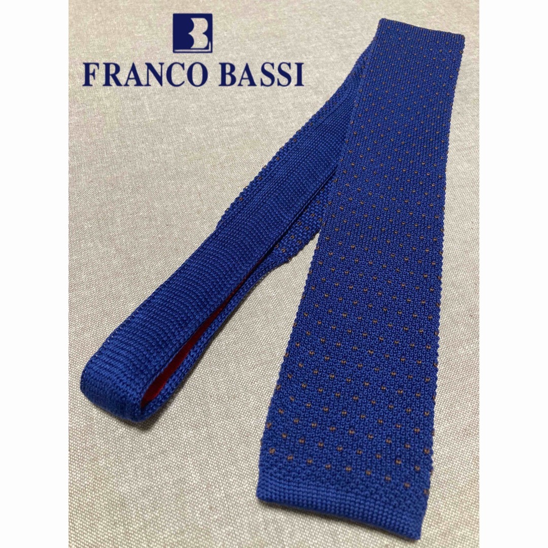 FRANCO BASSI(フランコバッシ)の【極美品】FRANCO BASSI／フランコバッシ／ニットタイ／ドット／ブルー メンズのファッション小物(ネクタイ)の商品写真