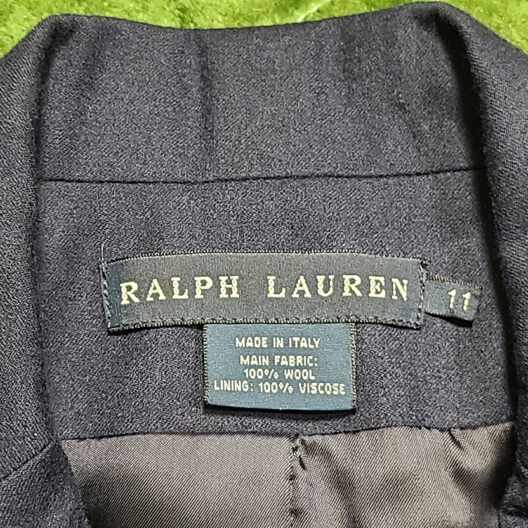 ラルフローレン ウール テーラードジャケット 紺ブレ モール刺繍 金ボタン