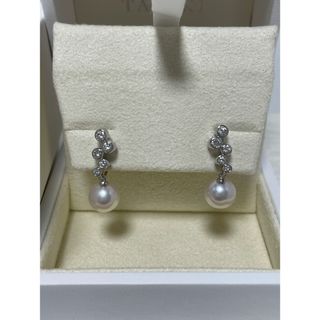 ミキモト(MIKIMOTO)のタサキ　PT900 総0.42ctダイヤ×8.4㎜パール　イヤリング(イヤリング)