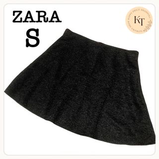 ザラ(ZARA)のZARA  レディース　フレアスカート ブラック　ミニスカート　ダークグレー　S(ミニスカート)