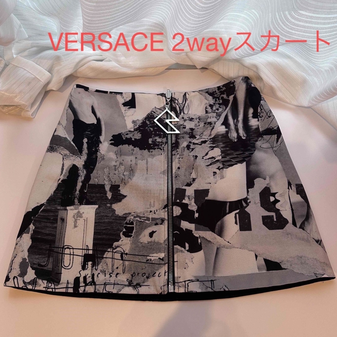 VERSACE - 美品 ヴェルサーチ zip ミニスカート 2way リバーシブル M