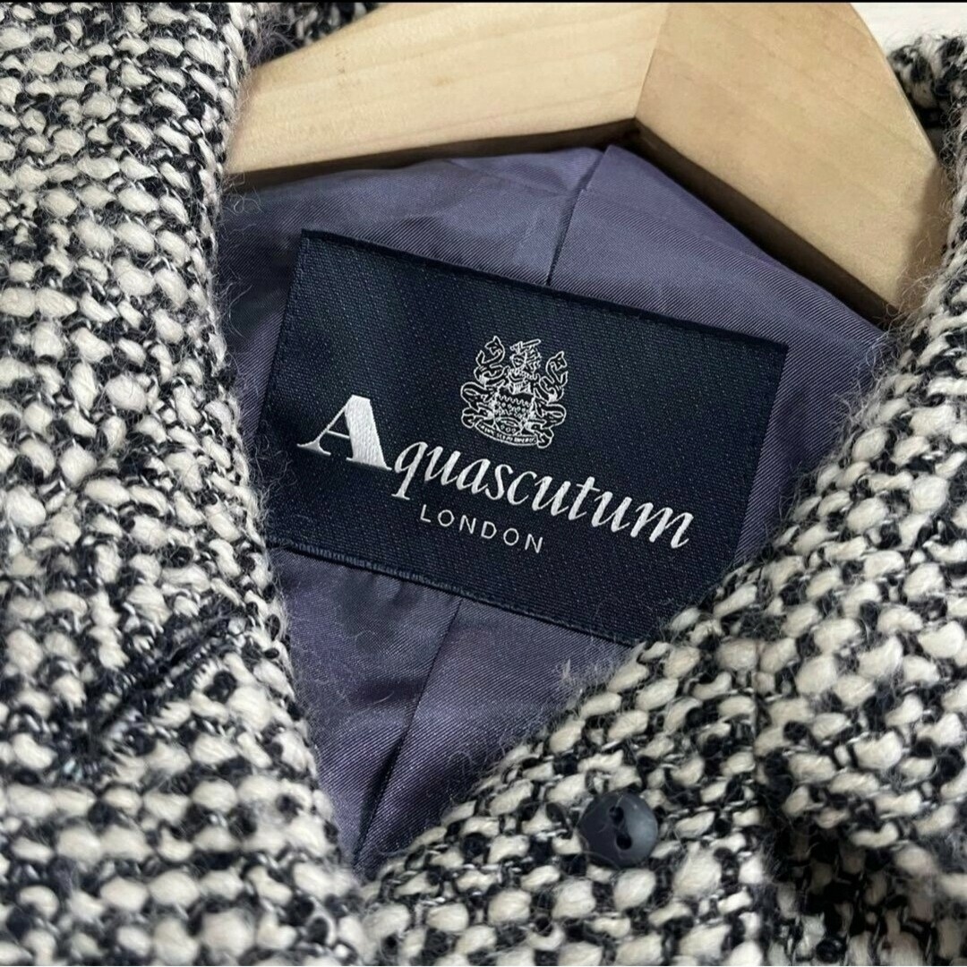 【匿名スピード】美品Aquascutum アクアスキュータムスラブツイードコート