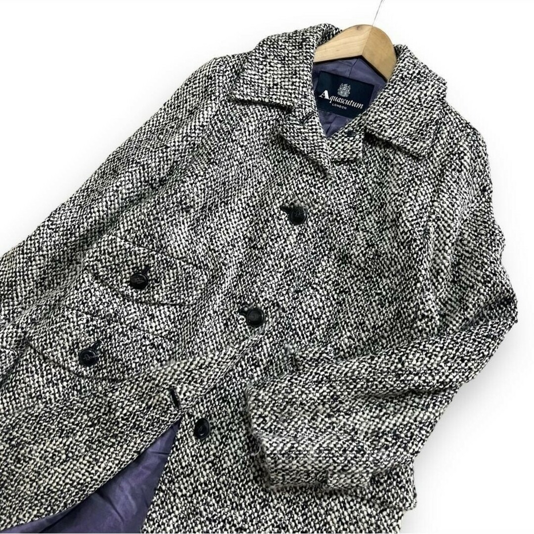 【匿名スピード】美品Aquascutum アクアスキュータムスラブツイードコート